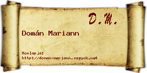 Domán Mariann névjegykártya